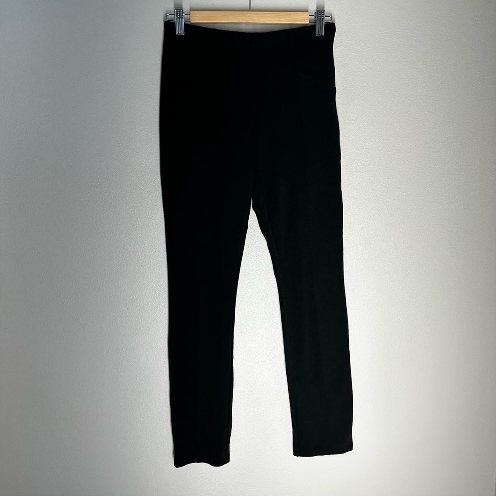 Athleta Siena Skinny Pants Black Ponte Fabric Size 4 Women’s Elastic Waist Zip - Picture 2 of 13